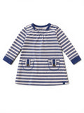 Gestreiftes Langarmkleid Blau-Weiss