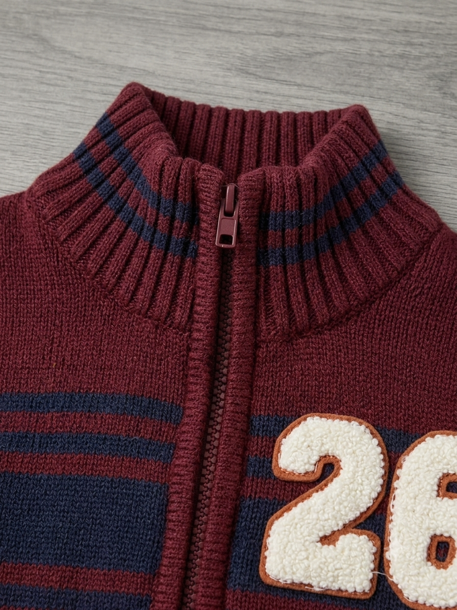 Strickjacke Bordeaux mit Zahl 26