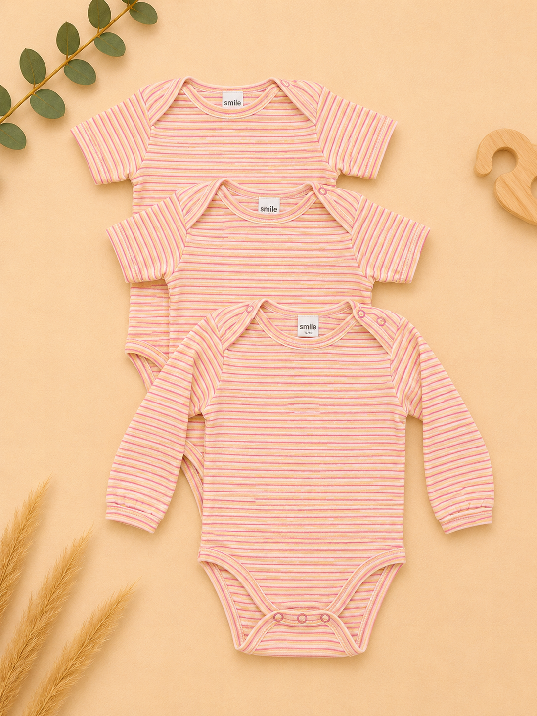 Smile Body Set Gestreift Rosa