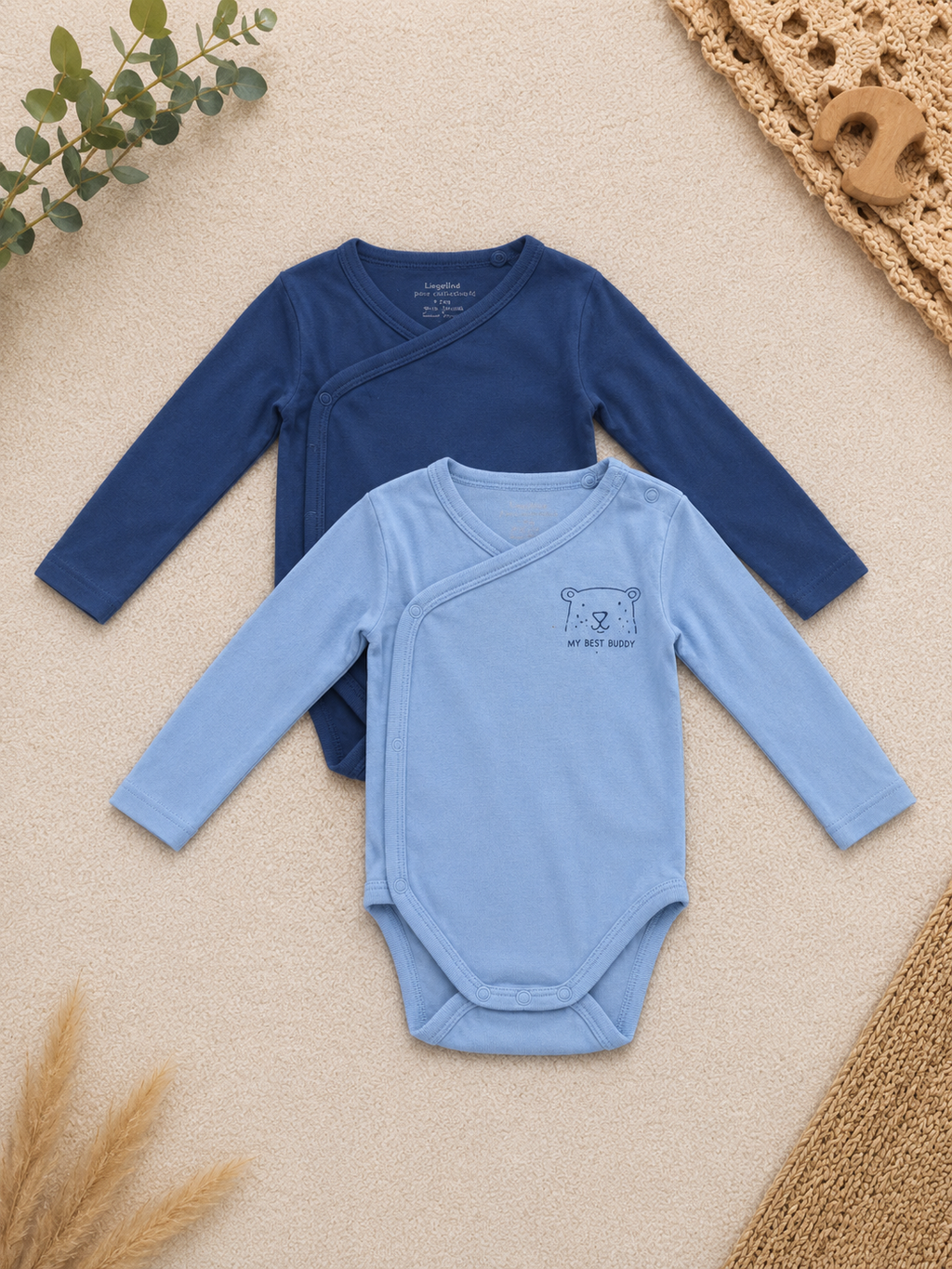 Liegelind Baby-Wickelbodys 2er-Set Blau