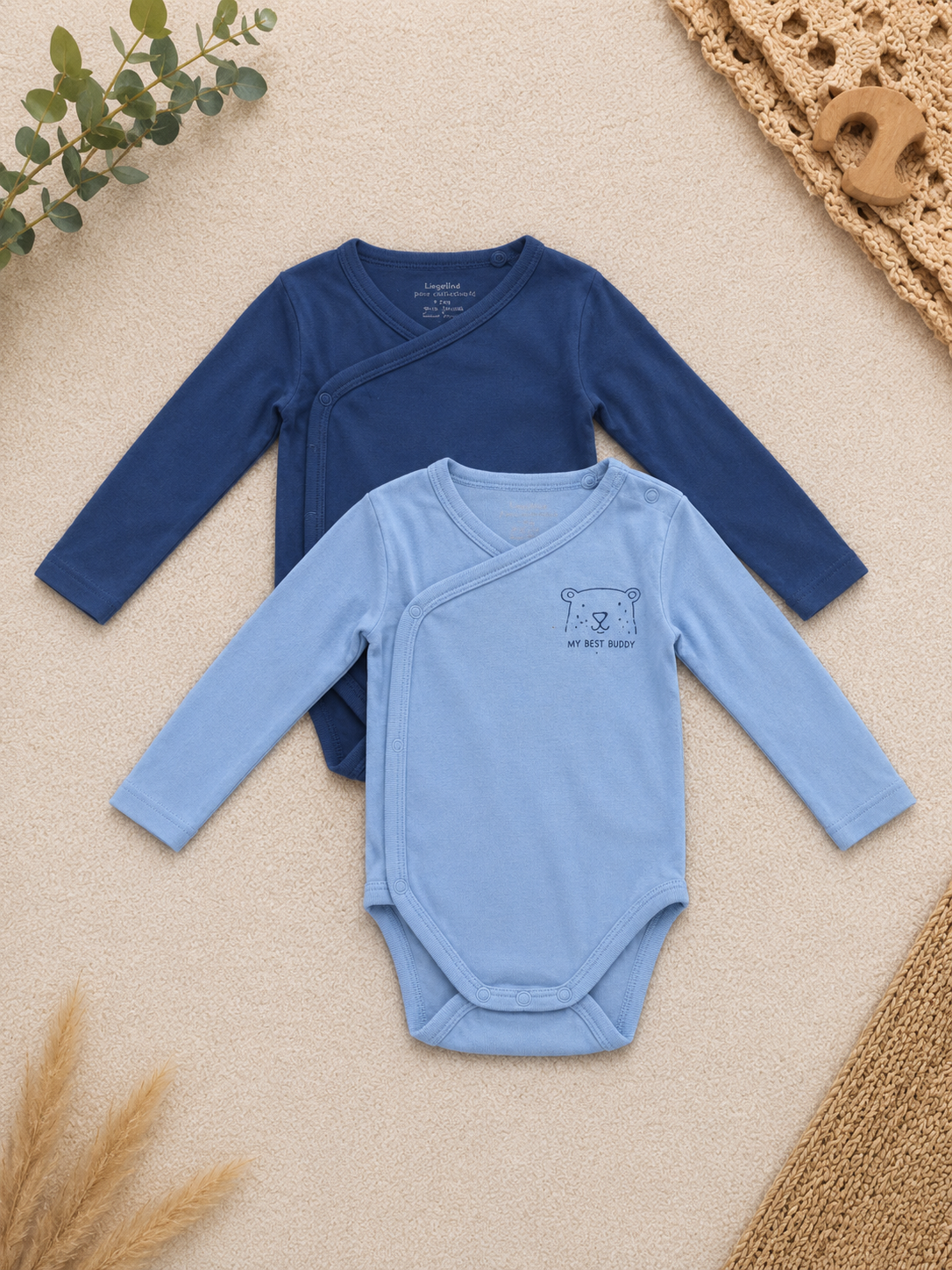 Liegelind Baby-Wickelbodys 2er-Set Blau