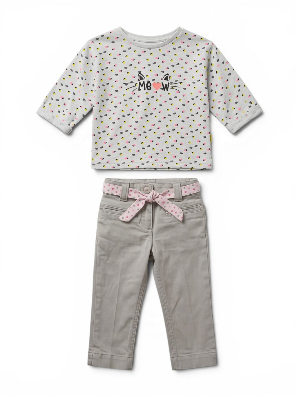 Set Grau Meow & Grau Hose mit Gürtel