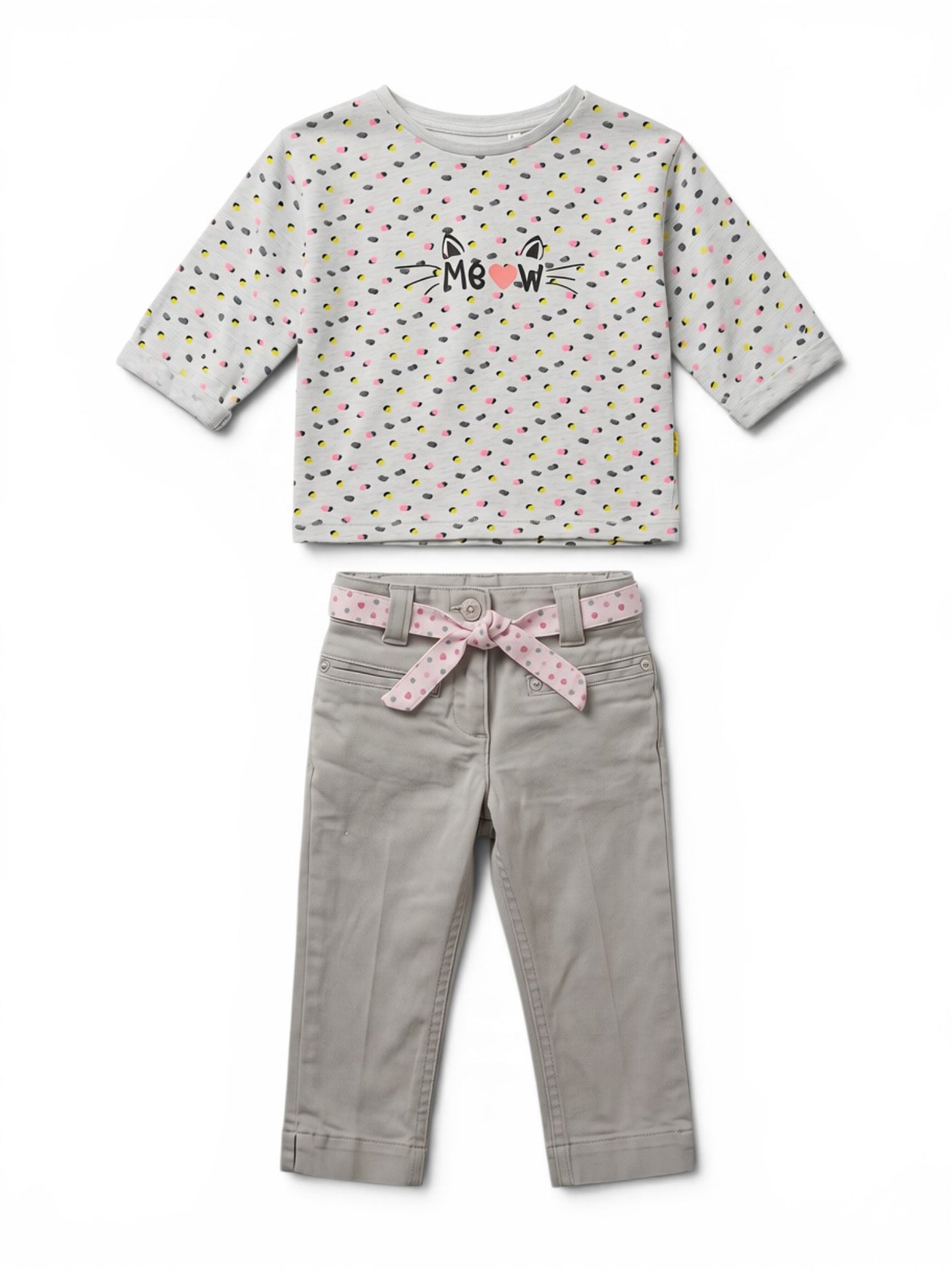 Set Grau Meow & Grau Hose mit Gürtel