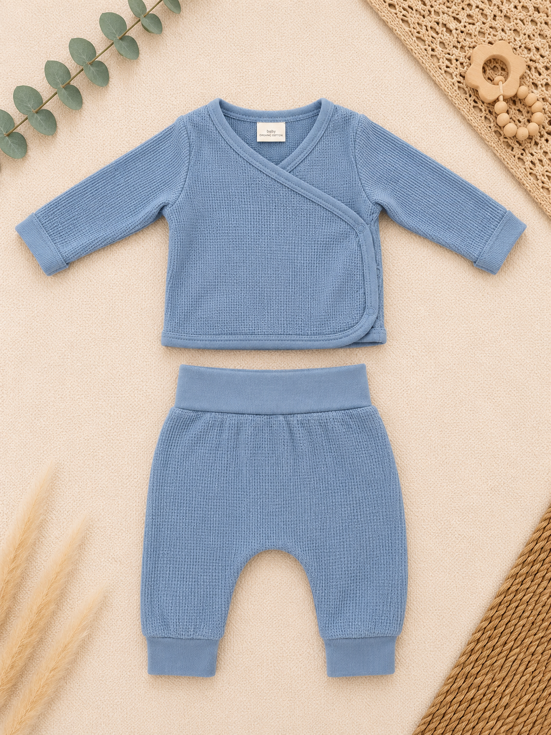 Baby-Wickelshirt & Hose Set Hellblau