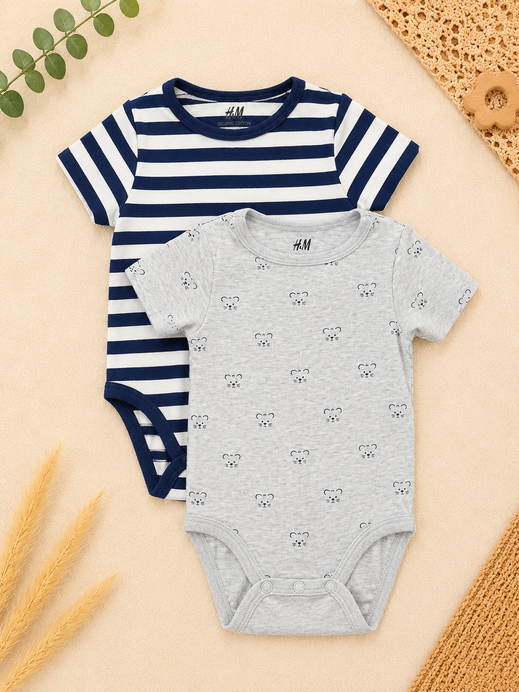 H&M 2er-Set Kurzarmbodys