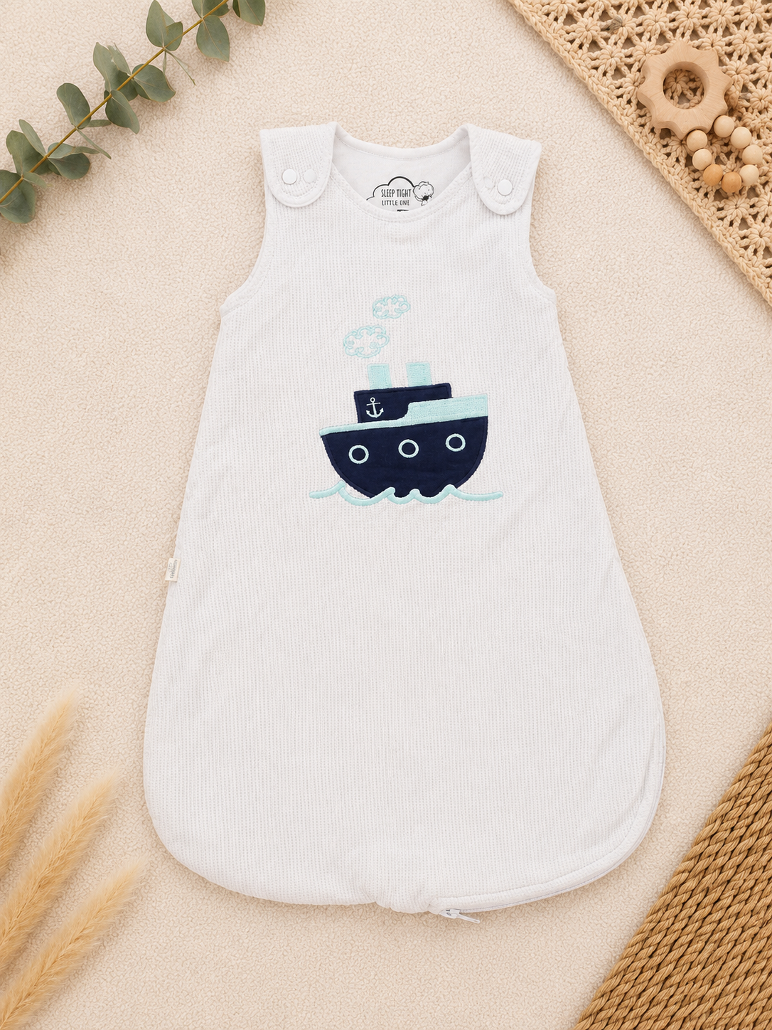 Baby-Schlafsack Weiß Schiff Motiv