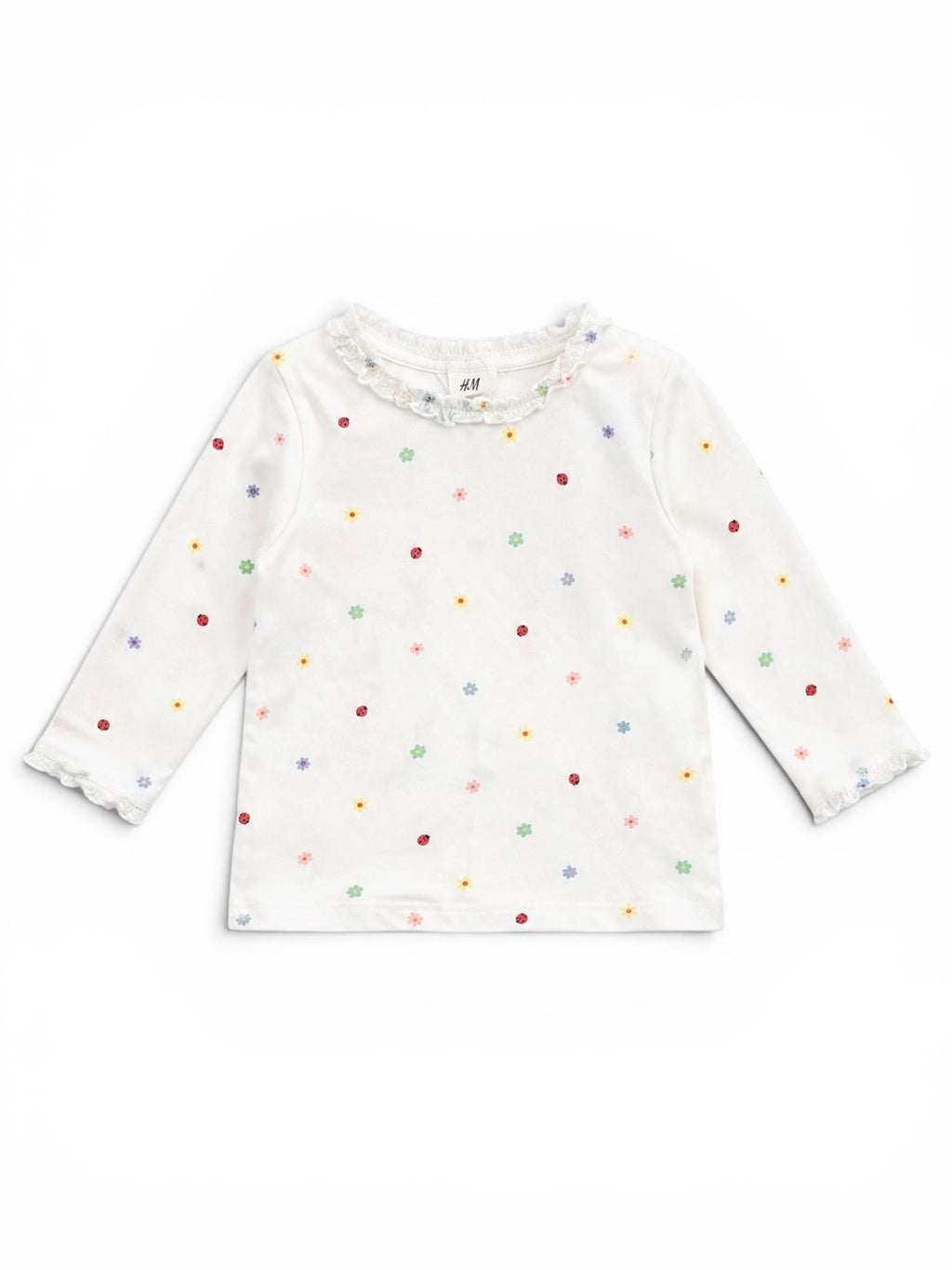 H&M Langarmshirt Weiss Blumen