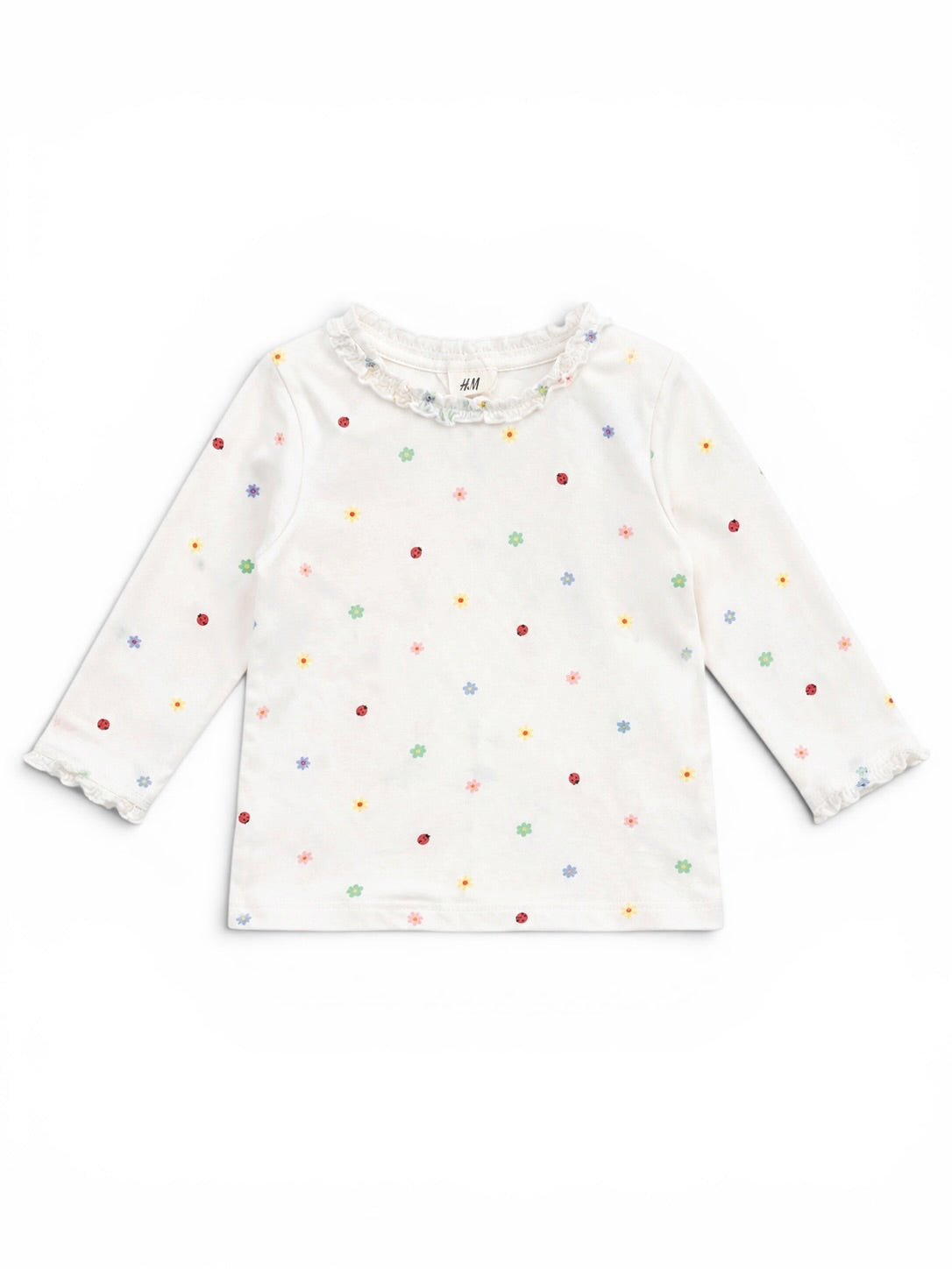 H&M Langarmshirt Weiss Blumen