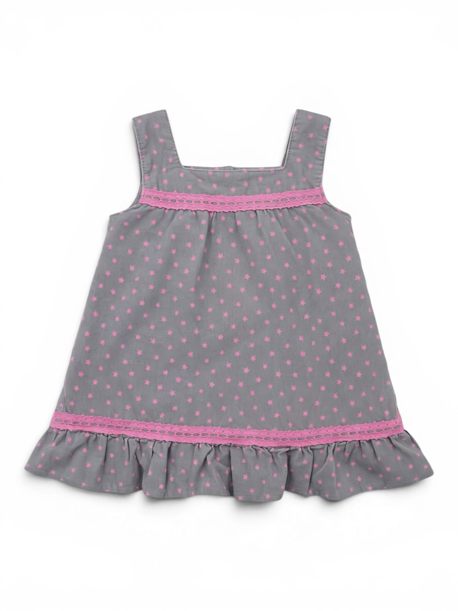 Sommerkleid Grau mit rosa Sternchen