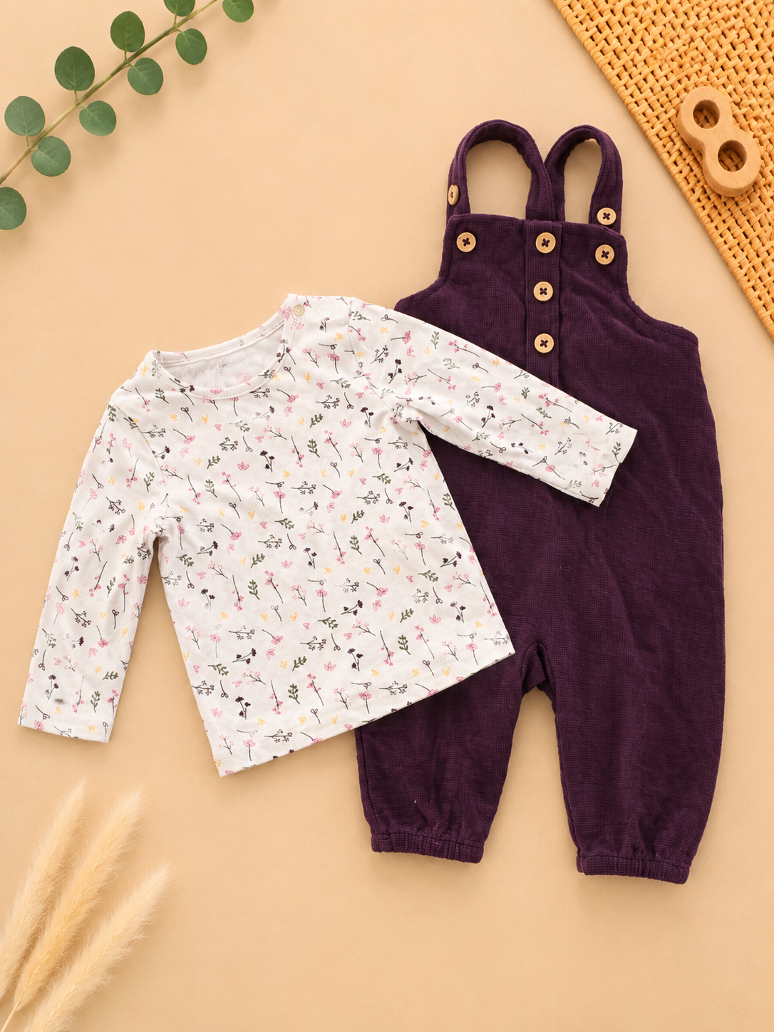 Baby Latzhosen-Set Bordeaux