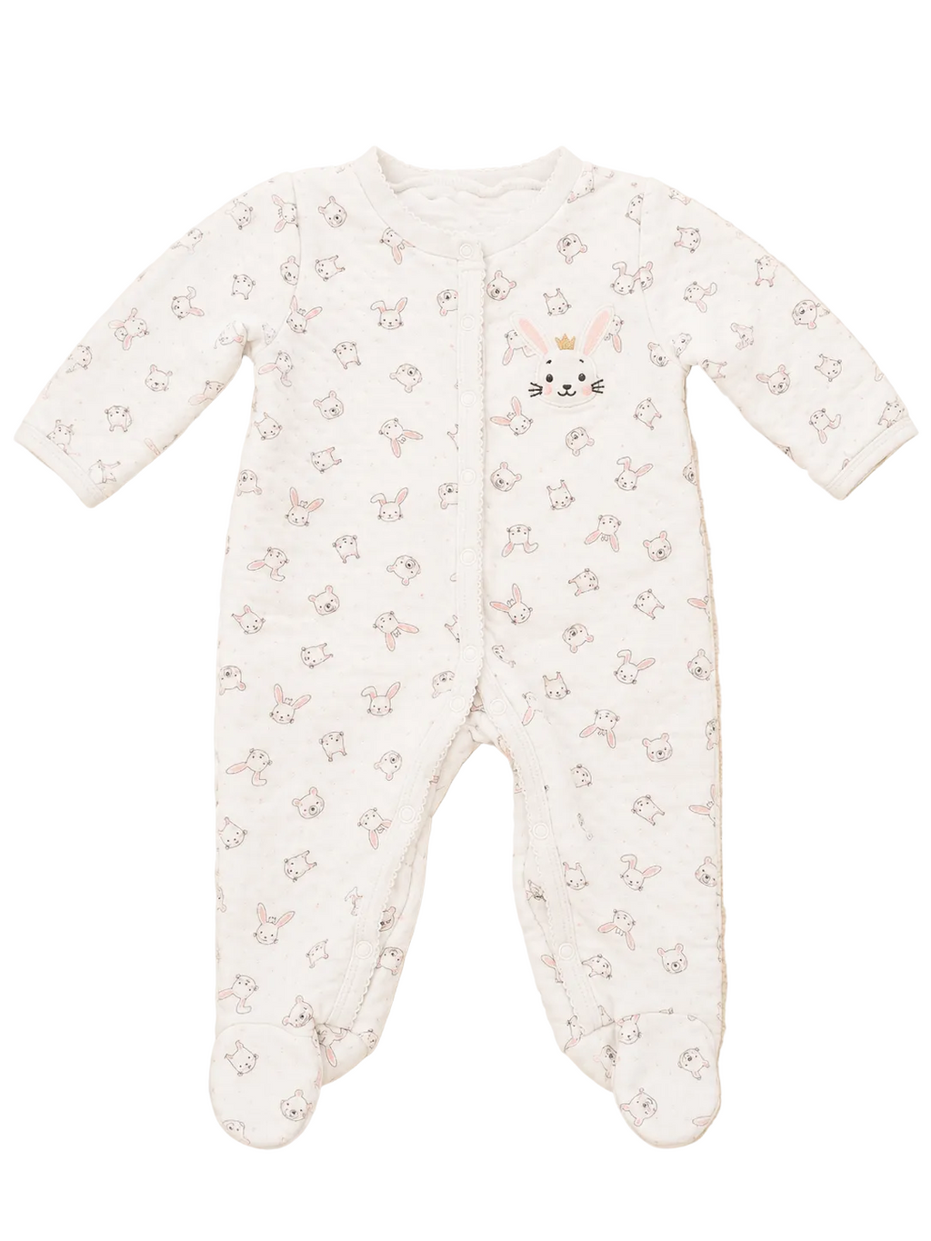 Baby Schlafanzug Weiß mit Häschenprint