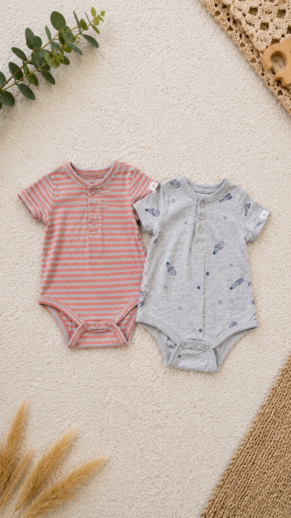 2 süße Baby Kurzarmbodys im Set