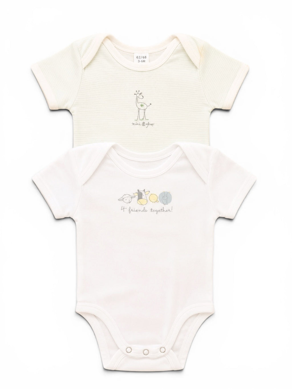 2er-Set Kurzarmbodys mit Giraffenmotiv