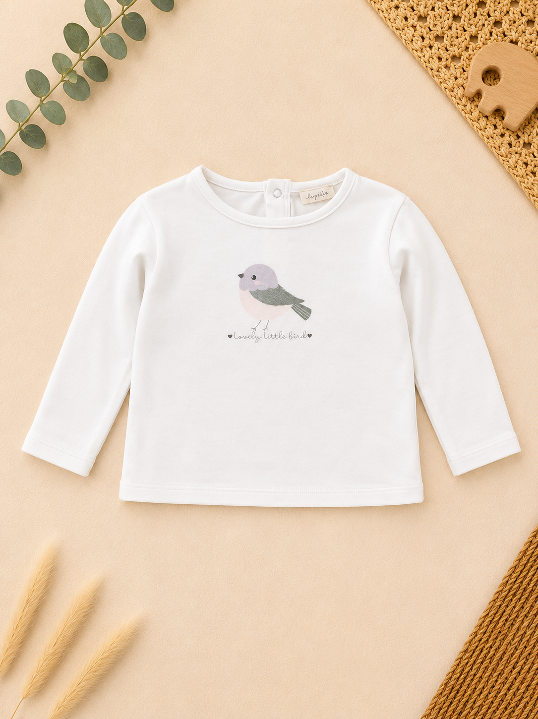 Lupilu Langarmshirt Vogel Weiss