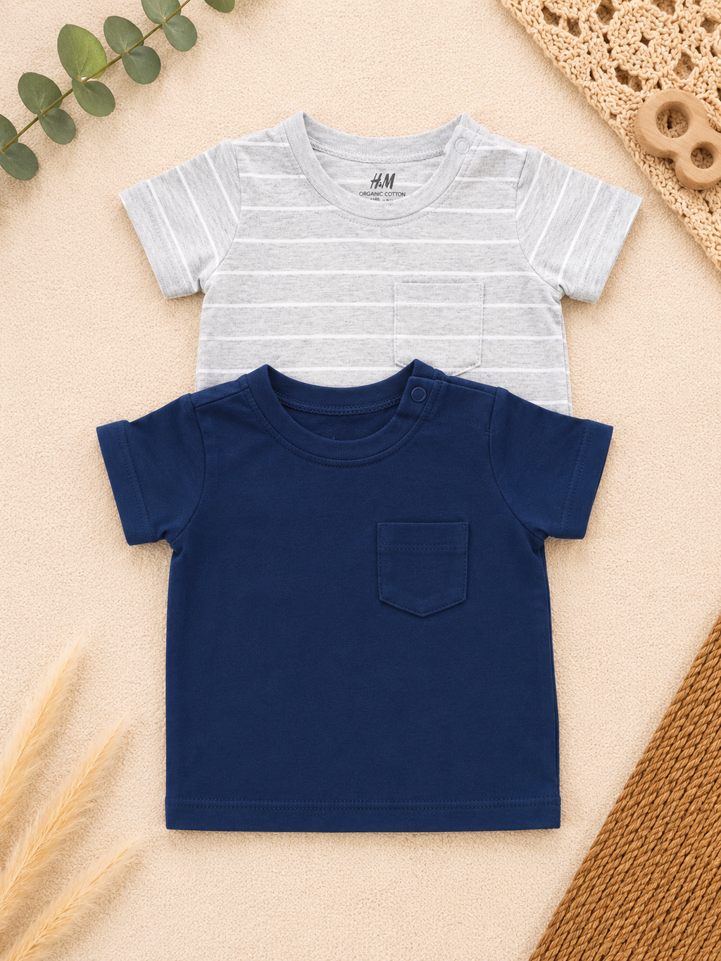 H&M Baby T-Shirt 2er-Set Blau & Grau