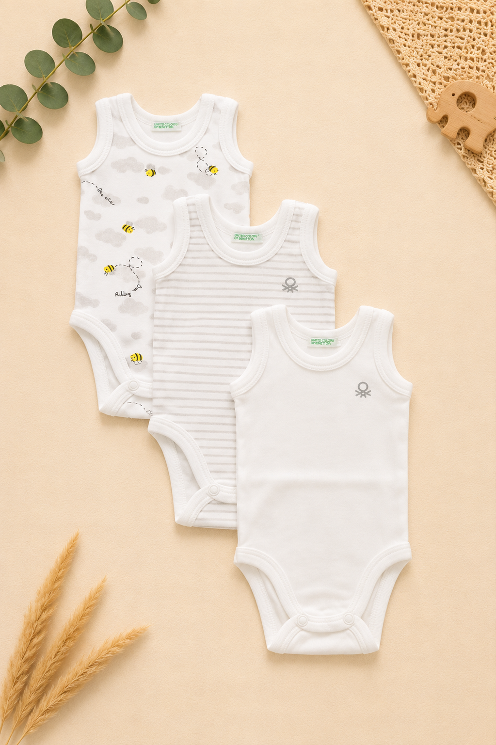 3er-Set ärmellose Babybodys
