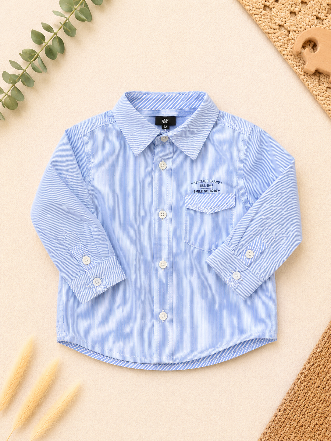 H&M Hemd Hellblau Gestreift