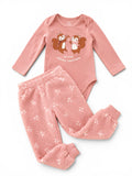 Rosa Set mit Body & Fleecehose