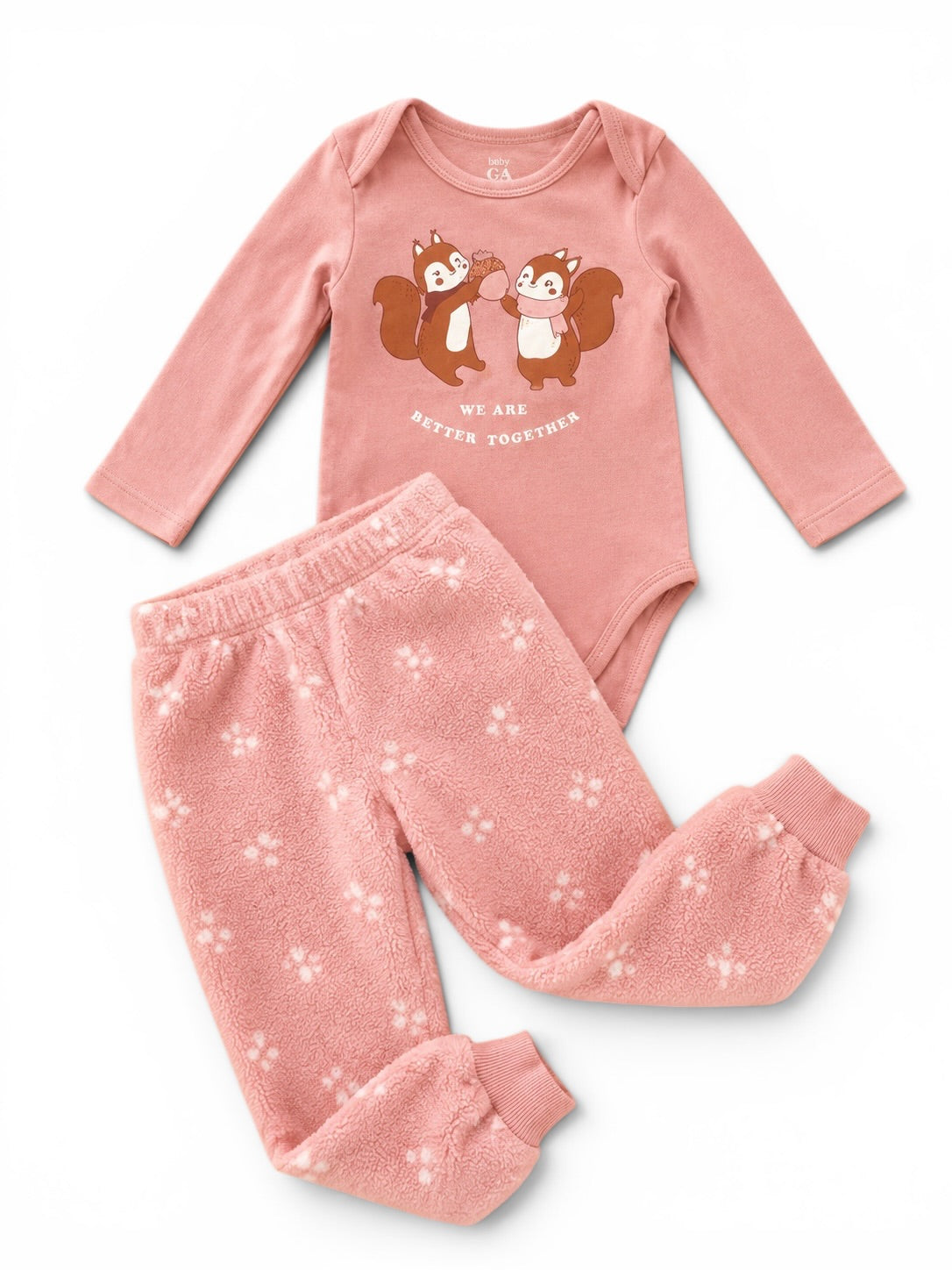 Rosa Set mit Body & Fleecehose
