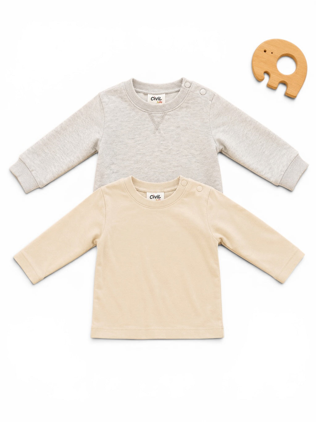 Civil Baby 2er Langarmshirt Set Beige