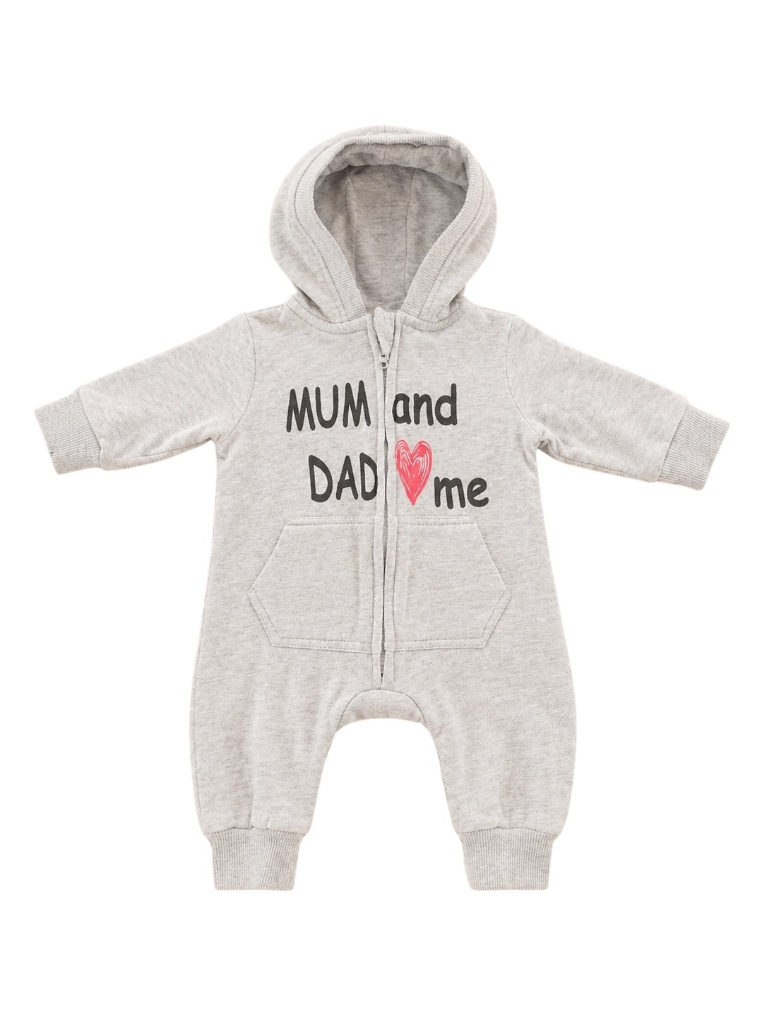 Baby-Kapuzenoverall Grau MUM and DAD Love Me