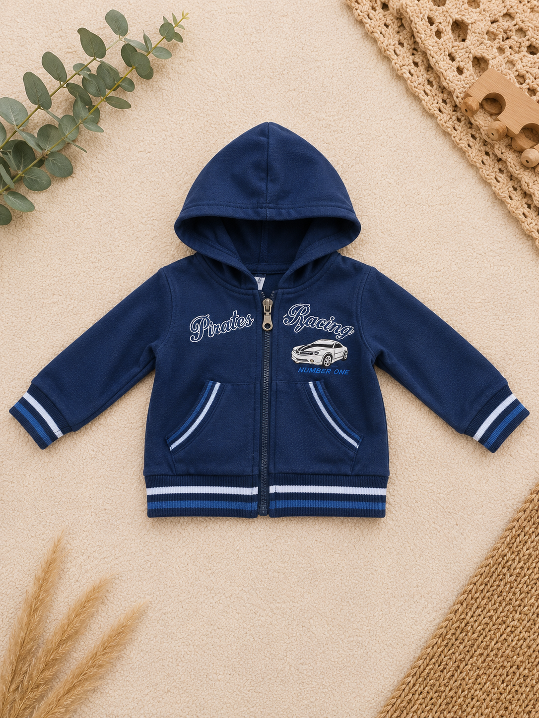 Pirates Racing Baby-Kapuzenjacke Dunkelblau