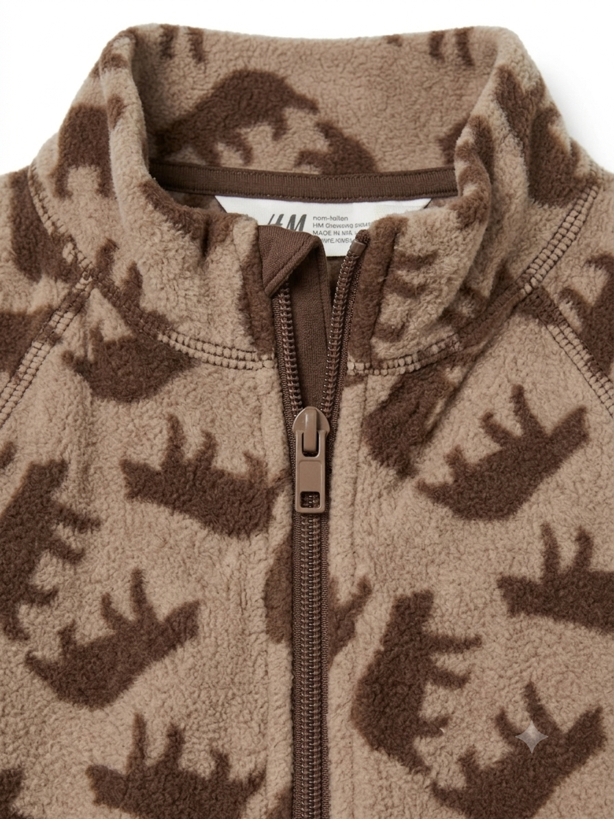 H&M Fleecejacke Beige mit Elchmuster