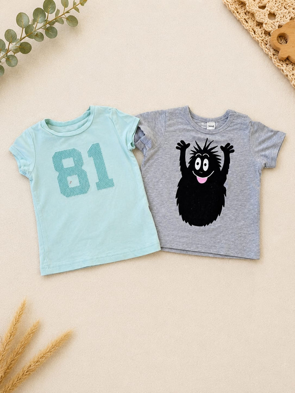 2er Set T-Shirts Mint & Grau