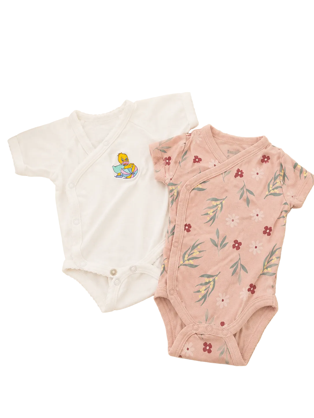 Baby Wickelbody 2er-Set Weiß & Blumenprint