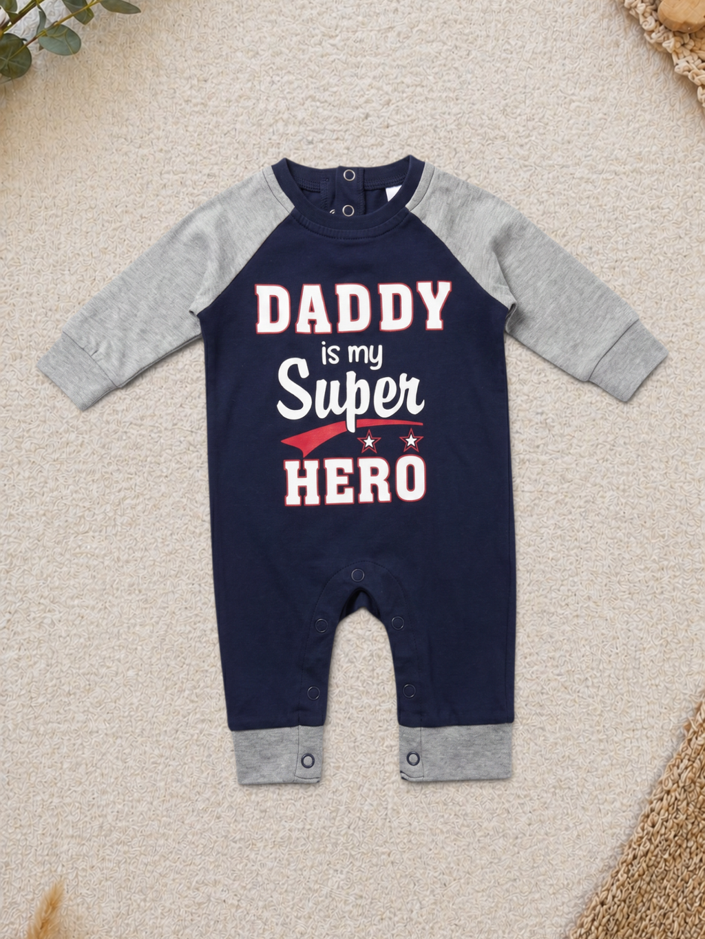 Strampler Navy Daddy Superhero