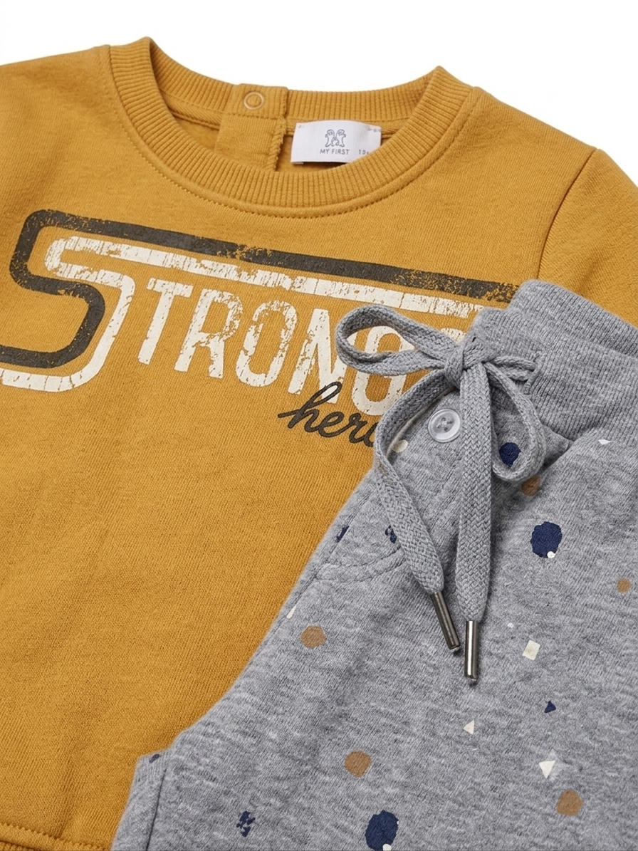 Sweatshirt-Set Senfgelb Grau
