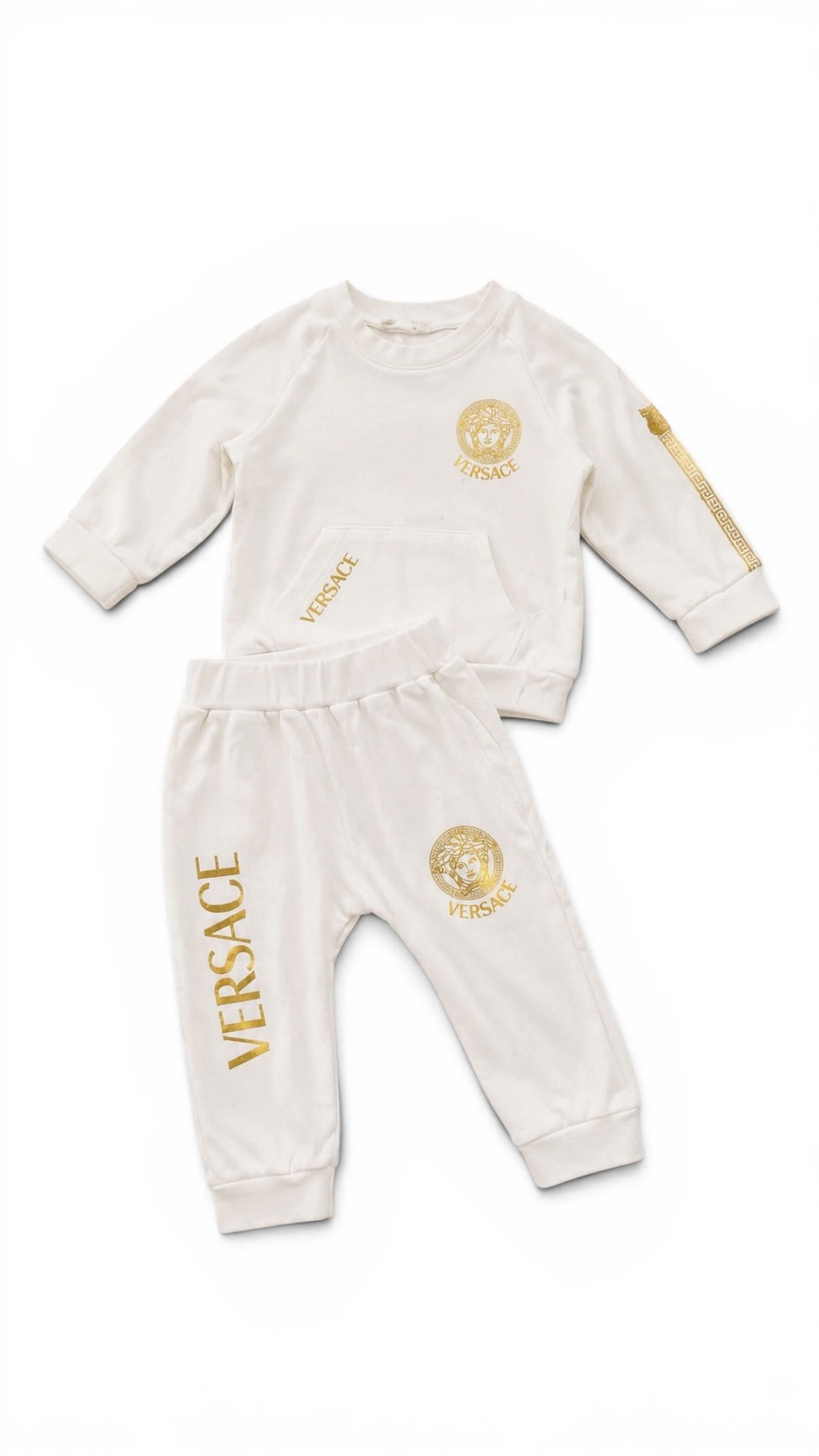 Elegantes Versace Babyset in Cremeweiß