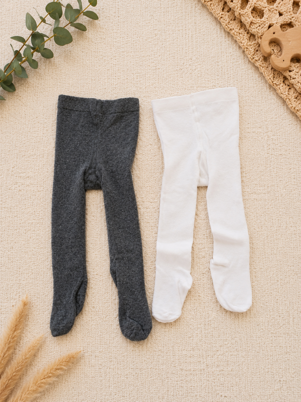 Baby Strumpfhosen Set Grau-Weiss H&M