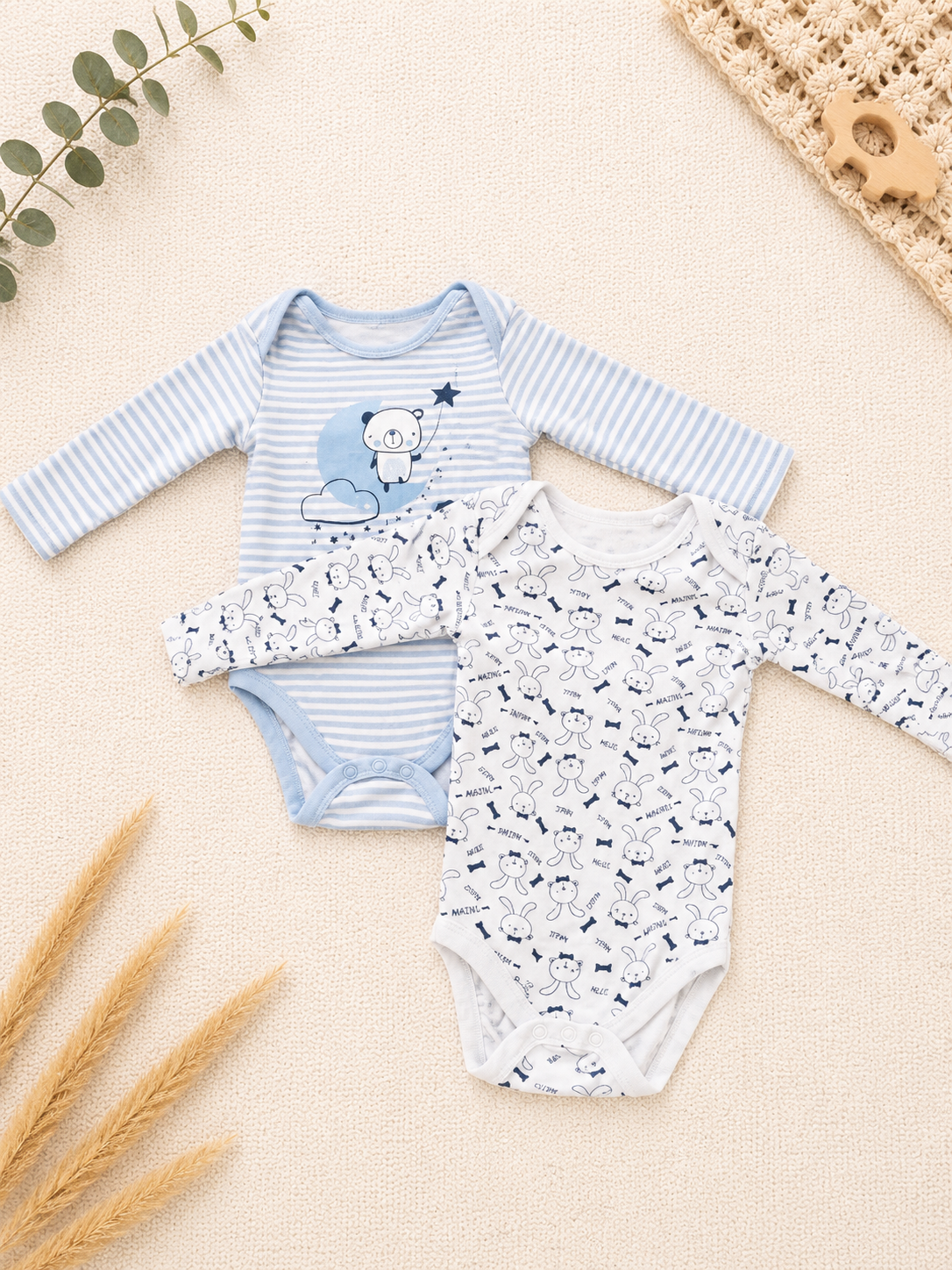 Baby Langarmbody Set mit Tiermotiven