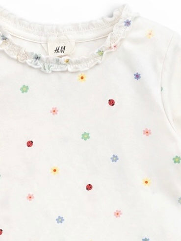 H&M Langarmshirt Weiss Blumen
