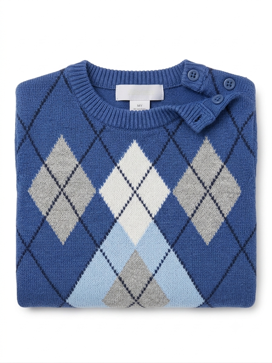 Strickpullover-Set Blau mit Jeans & Mütze