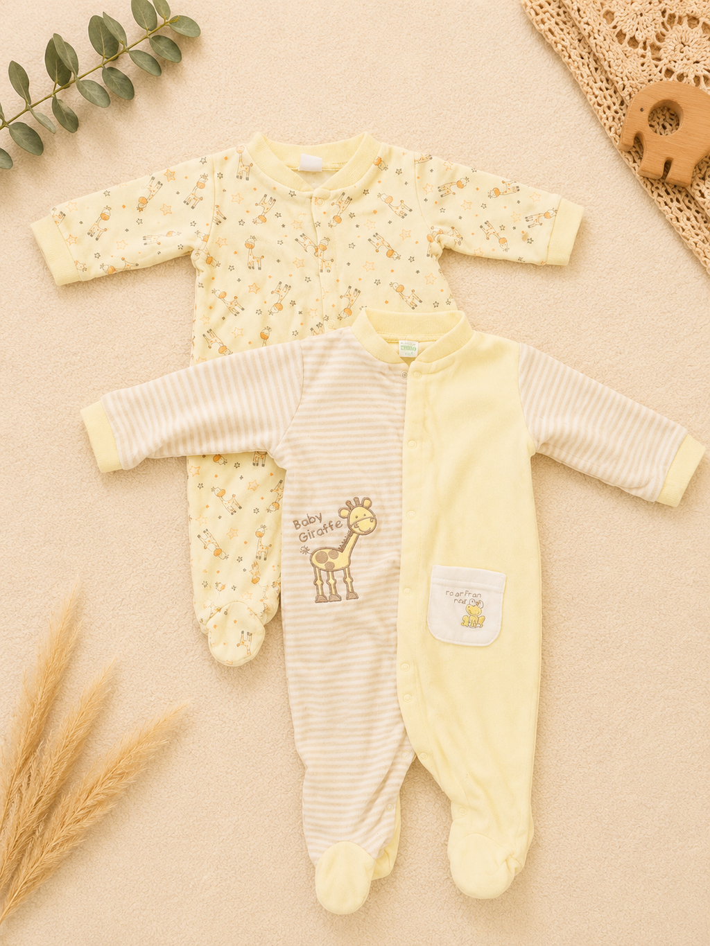 2er-Set Strampler mit Giraffenmotiv