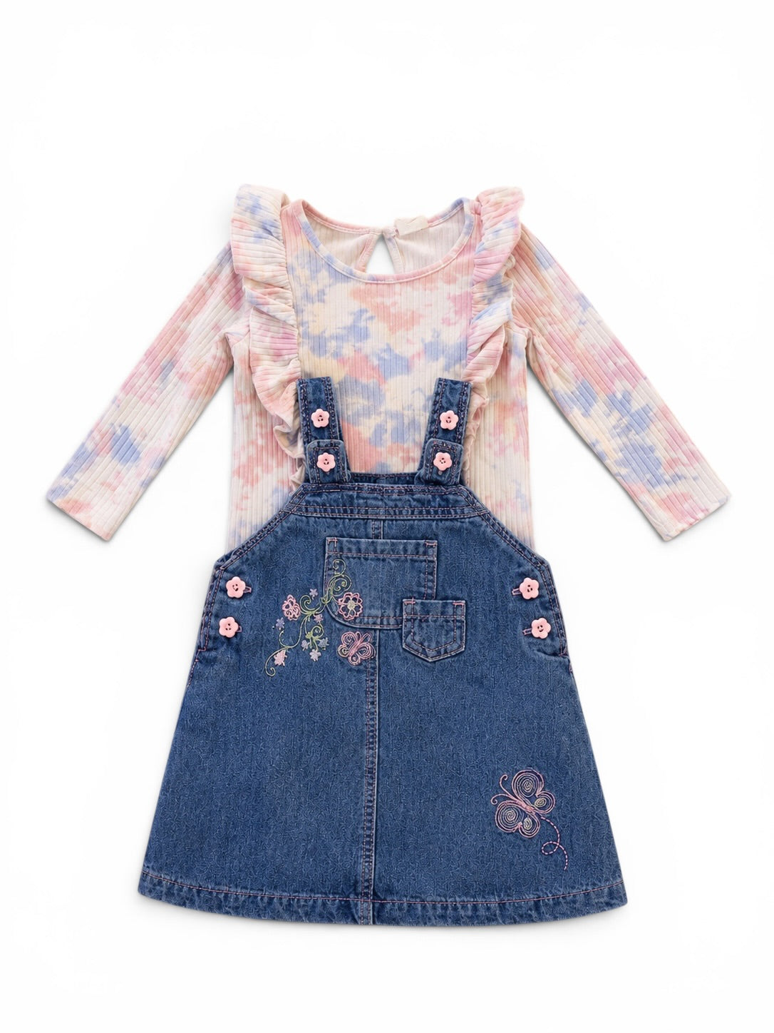 Jeanskleid Set mit H&M Shirt Rüschen