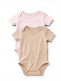 Kurzarm Bodys 2er-Set Rosa/Beige