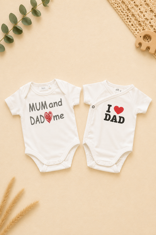 2er-Set Babybodys „Mum and Dad“ – Kurzarm H&M/BPC