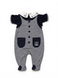Gestreifter Baby-Strampler in Dunkelblau