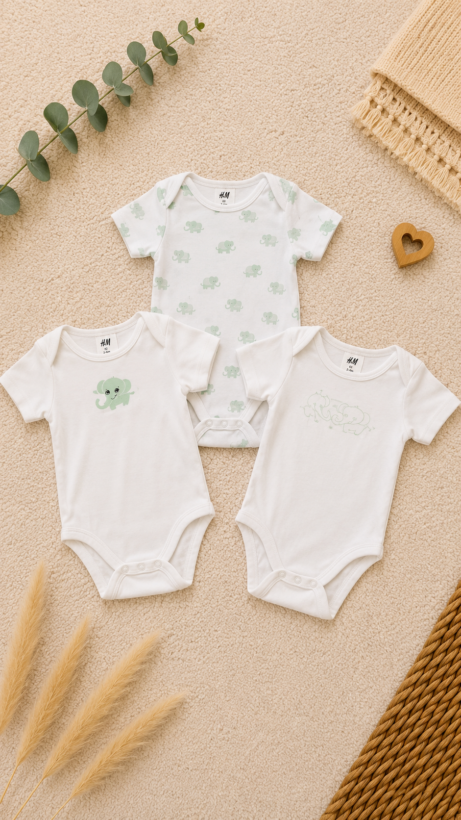 3 süße Baby Kurzarmbodys von H&M