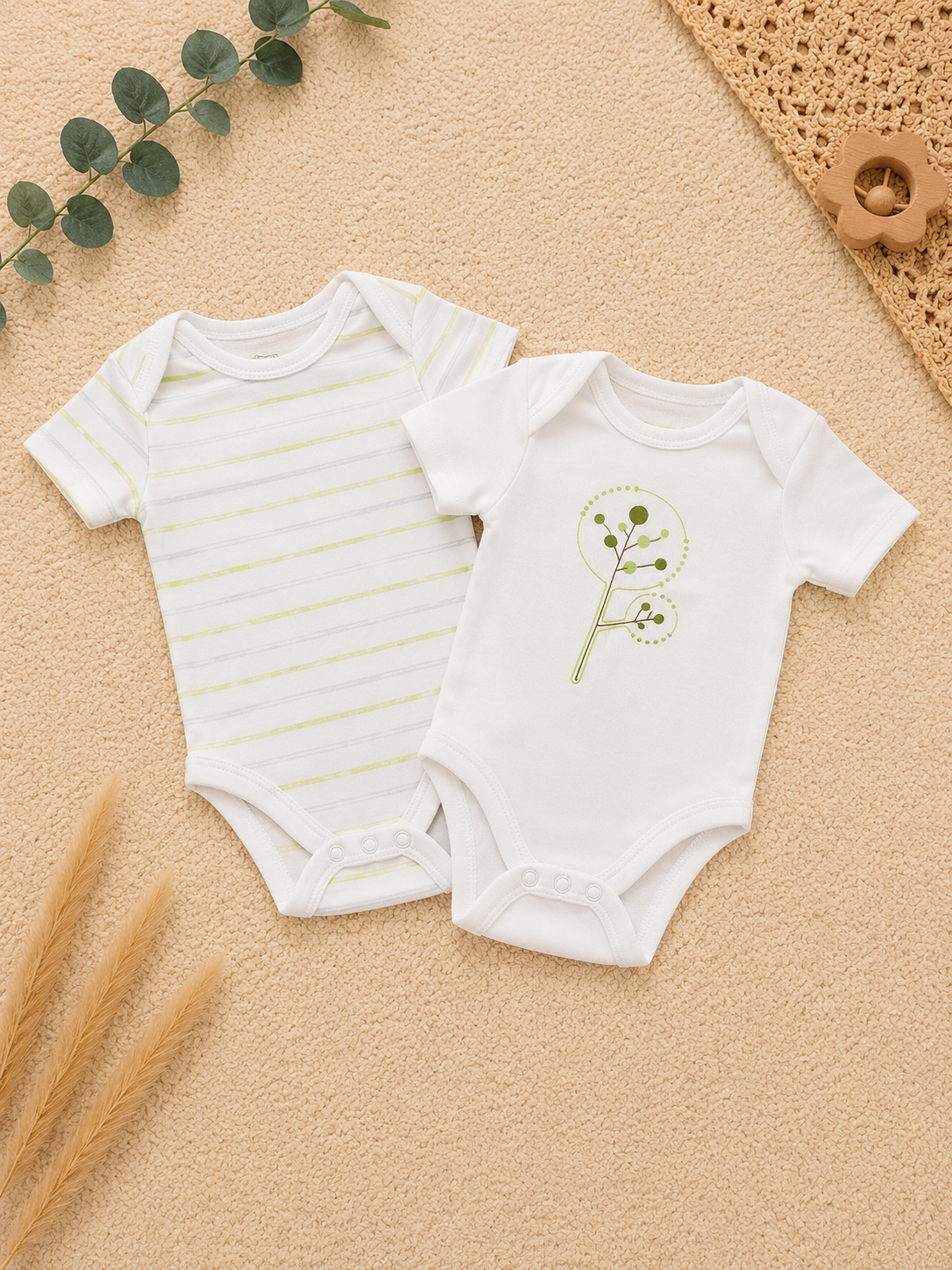 Baby Body Set Weiss & Grün