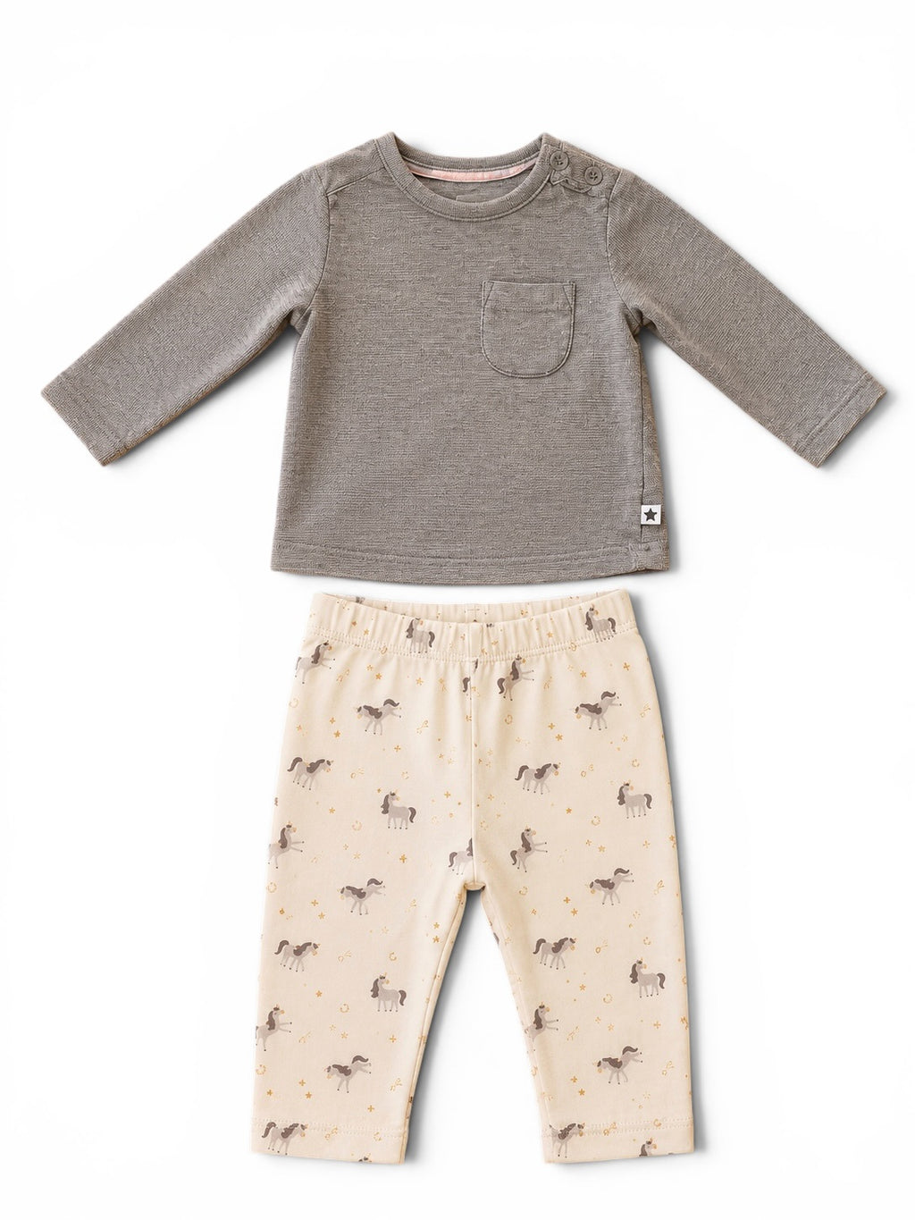Set Langarmshirt & Einhorn Leggings
