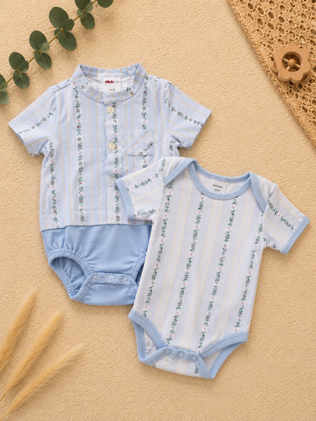Baby Body & Hemd Set Hellblau IBA Haus