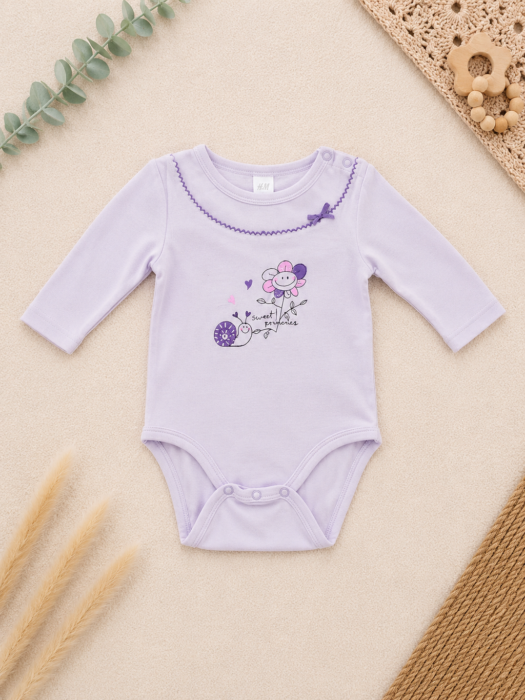 H&M Langarmbody Lila