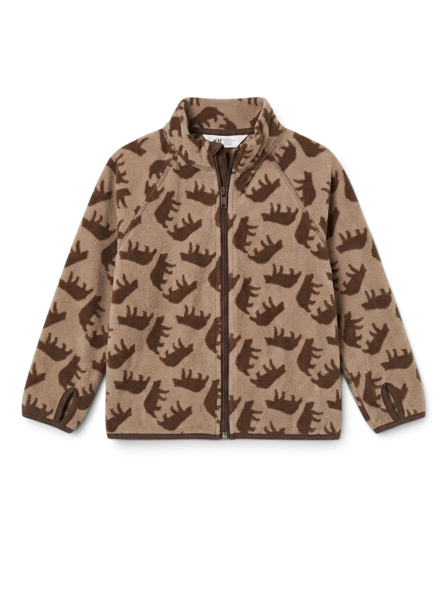 H&M Fleecejacke Beige mit Elchmuster