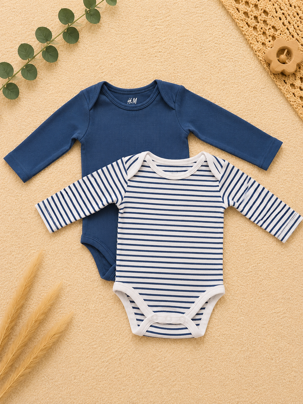 Baby Body Set Blau Gestreift H&M
