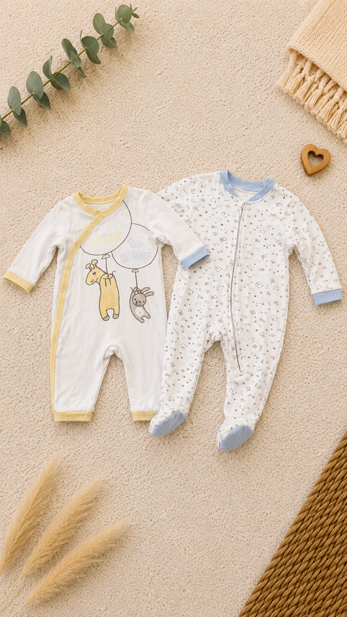 2 süße Baby-Schlafanzüge / Strampler