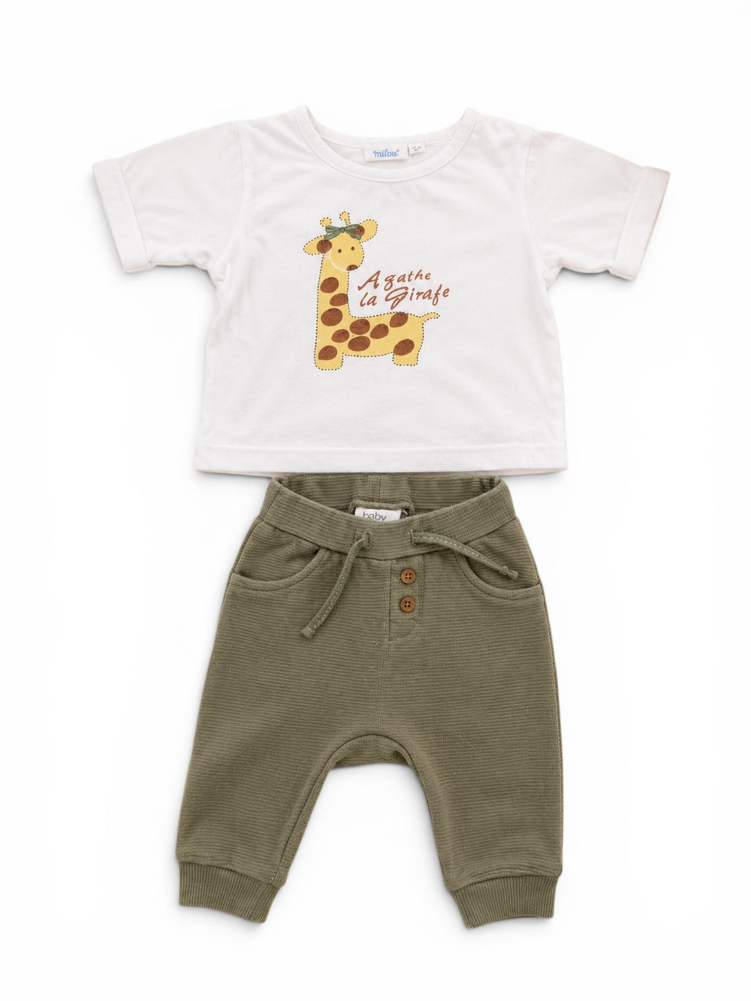 Set Weiss Agathe la Girafe & Khaki Hose C&A